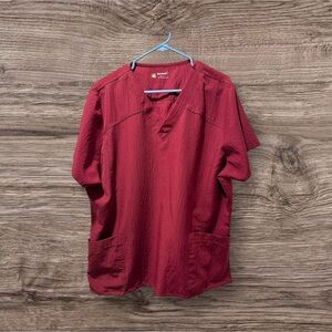 Women’s Four-Stretch Maroon Scrub Top Size 2X